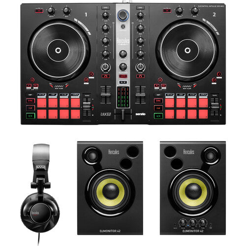 Kit esencial para DJ Hercules con controlador DJControl Inpulse 300 MK2, monitores y auriculares  # AMS-DJ-ESSENTIALS-KIT