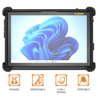 Flex 10D Rugged Tablet - 10.1" IPS Display, Intel N150 Quad Core, 8GB RAM, 128GB SSD, Windows 11 Pro, Wi-Fi 6, MIL-STD-810H, Vehicle Mountable 2-in-1 PC for Field Work