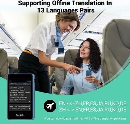 Timekettle, Fluentalk T1 Mini dispositivo de traductor no necesita WiFi, datos móviles globales integrados de 1 año, soporta 40 idiomas y traducción de fotos, traductor de idioma instantáneo para