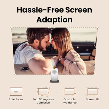 BenQ GV50 | Proyector portátil láser, 500 lúmenes, nativo 1080p, compatible con 4K, proyección de techo, base de trípode, ángulo giratorio, Google TV, Netflix certificado, WiFi y Bluetooth, altavoz integrado