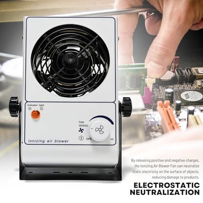 Ventilador ionizante de iones de ventilador de iones de ventilador de eliminación antiestática de descarga ESD Ventilador 110V ionizador de escritorio Ventilador Eliminador de ventilador