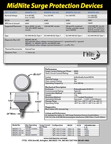 MidNite Solar Dispositivo de protección contra sobretensiones MNSPD-300-AC