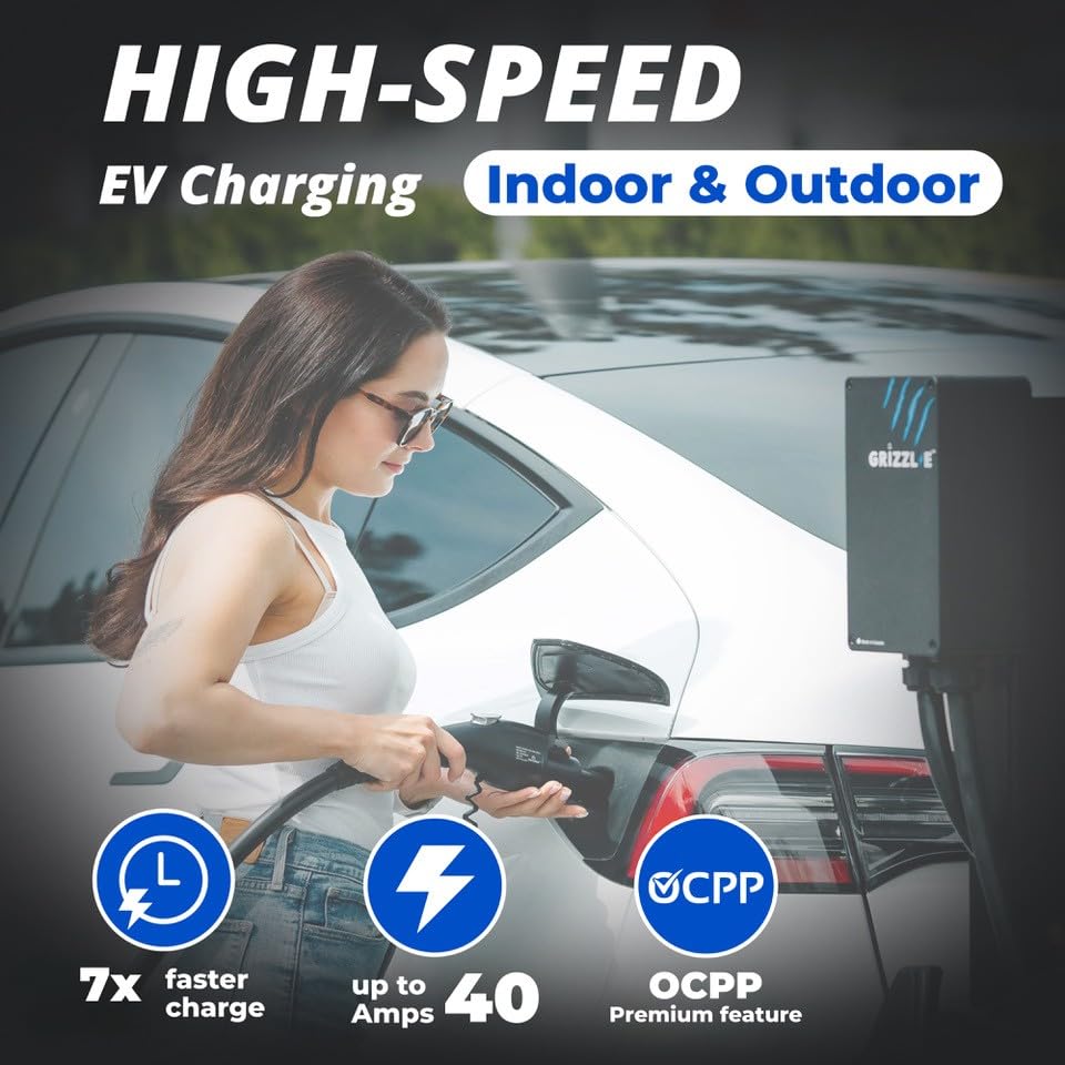 Grizzl-E Classic Connect 40A / 9,6 kW Nivel 2 EV, probado y certificado por UL, Energy Star, carcasa de metal para interiores y exteriores, estación de carga inteligente de pared para coche, NEMA 14 GRS-14-25J1772-B