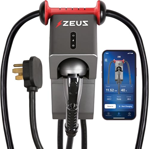 Zeus - Cargador EV de nivel 2 – Equipo de carga de vehículos eléctricos compatible con todos los modelos de vehículos eléctricos – Cargador rápido J1772 EVSE nivel 2 de 40 amperios – NEMA 14-50 240V