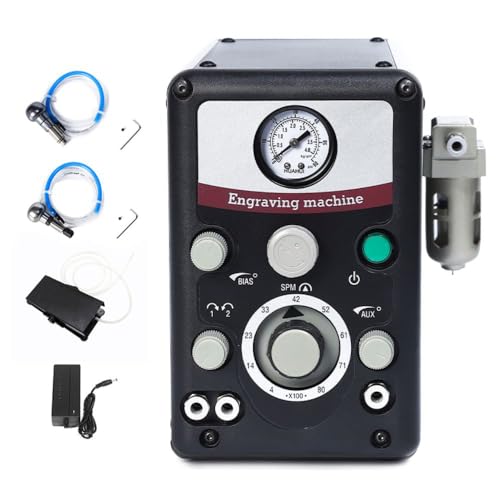 Lakimi Máquina neumática grabadora de joyas - Máquinas neumáticas de grabado manual de doble cabezal 400-8000 RPM para joyería y manualidades de metal G01