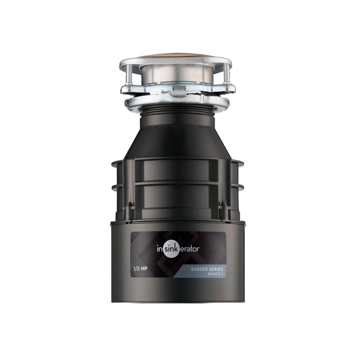 InSinkErator Badger 5 - Triturador de basura, serie estándar de 1/2 HP, triturador de residuos de alimentos de alimentación continua, negro, juego de 1