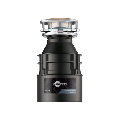 InSinkErator Badger 5 - Triturador de basura, serie estándar de 1/2 HP, triturador de residuos de alimentos de alimentación continua, negro, juego de 1