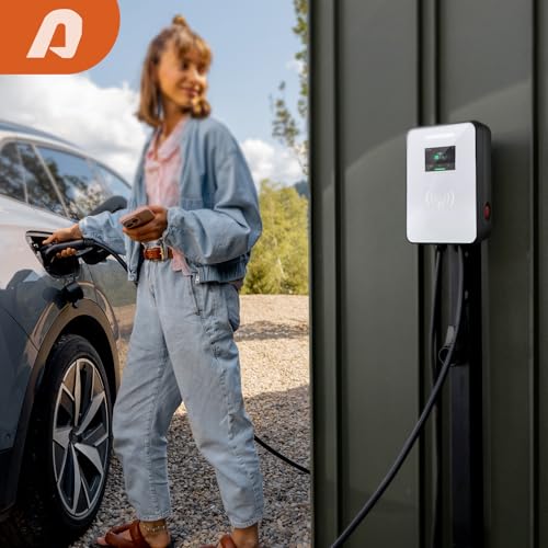Cargador EV de nivel 2 de 48 amperios, 240 V, 11.5 KW y 25 pies con enchufe NEMA 14-50 y aplicación inteligente SAE J1772, carga programada, cable flexible de 25 pies