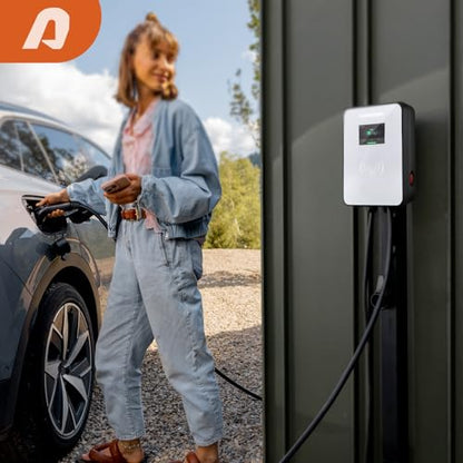 Cargador EV de nivel 2 de 48 amperios, 240 V, 11.5 KW y 25 pies con enchufe NEMA 14-50 y aplicación inteligente SAE J1772, carga programada, cable flexible de 25 pies