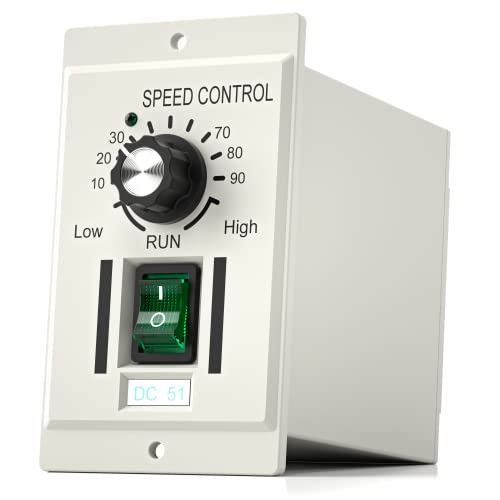 Controlador de velocidad del motor de CC Entrada de CA 110V DC 0-90V Perilla de salida Regulador de velocidad eléctrica de velocidad ajustable para motor de CC de imán permanente 400W DC-51