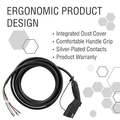 Cable de repuesto para estación de carga EV de nivel 2 – 40A SAE J1772, cable de carga universal tipo 1 de 20 pies, resistente, resistente al agua IP67, certificado UL, fácil de instalar