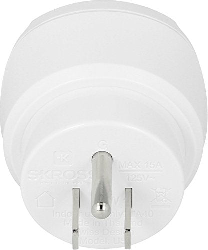 Skross Europe to USA - Adaptador para Enchufe (Tipo B, Tipo F, 100-240 V, 10 A, Blanco, 1650 W)
