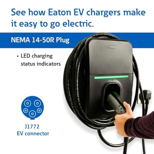 Eaton Cargador de vehículo eléctrico 32AMP (EV) Nivel 2 NEMA 14-50R Enchufe de montaje en pared GMEV32BR