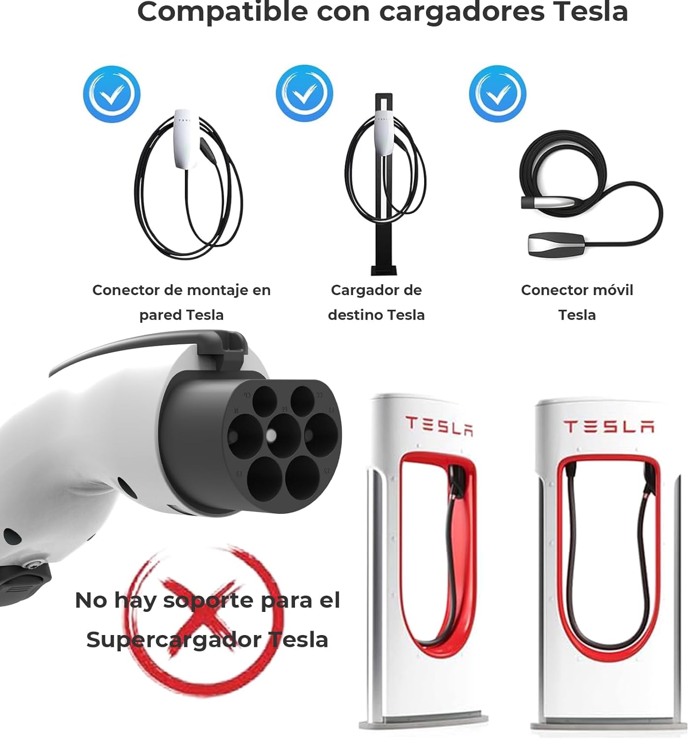 Adaptador Tesla a GB/T, Convertidor de Carga EV 7KW 32A, Compatible con BYD/JAC y Otros Vehículos Eléctricos con Conector GB/T, Bloqueo de Seguridad, Accesorios para Auto Eléctrico