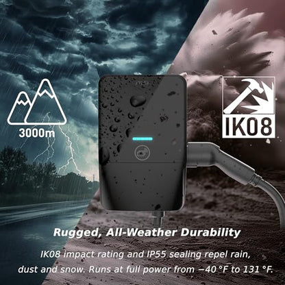 MSI EV Life Plus Tipo 1 (J1772) cableado, cargador de nivel 2, 240V, 60A, 14.4 kW, clasificación IP55, resistente al agua y al polvo, IK08 resistente a los impactos, certificado UL2594, Energy Star OCPP 1.6J