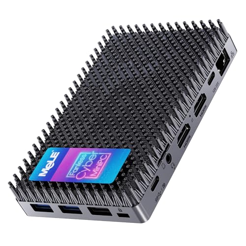 MeLE Mini PC Cyber X1 - N150 PC sin ventilador, 16 GB de RAM, 512 GB de almacenamiento, 2.4/5G Wi-Fi, mini computadoras USB-C completamente funcionales, escritorio de pantalla triple 4K en el hogar