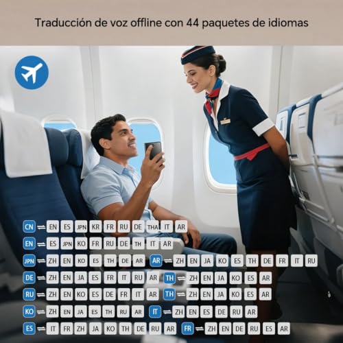 Timekettle T1 - Dispositivo traductor con traducción offline y de fotos, color negro | 40 Languages, 31+ Offline Language Pairs, No Wi-Fi Needed, 2-Year Global Data and 4-Inch HD Screen for Travel NEW T1