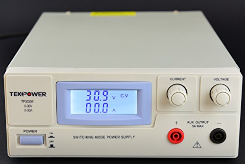 Tekpower TP3030E DC Fuente de alimentación conmutada ajustable 30V 30A, pantalla digital con luz trasera