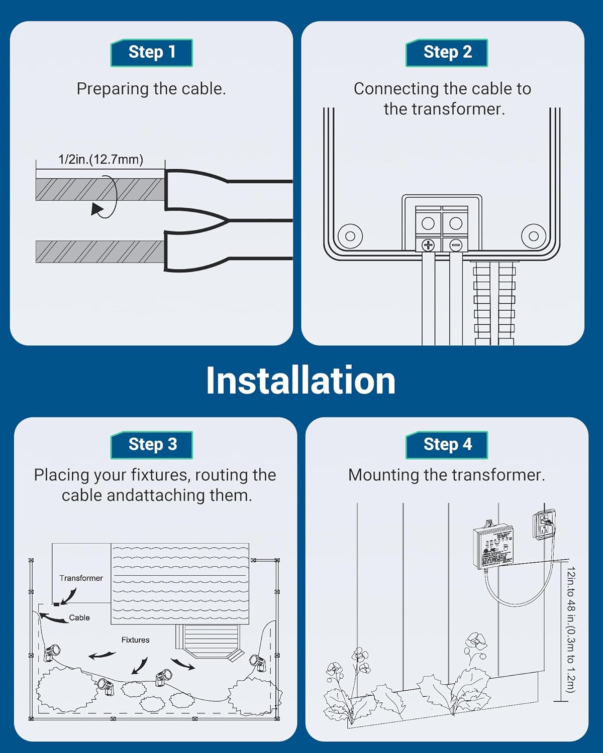 DEWENWILS Transformador de bajo voltaje WiFi de 60 W, 120 V CA a 12 V CC, transformador inteligente de paisaje de bajo voltaje para exteriores con temporizador, funciona con Alexa y Google Home,