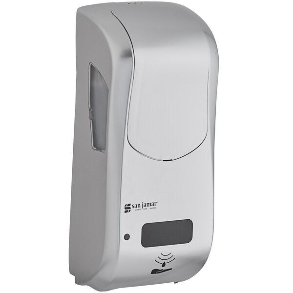 Dispensador híbrido automático San Jamar SH970SS Summit Rely (acabado plateado) para jabón de manos, desinfectante y loción - 5 1/2" x 4" x 12"