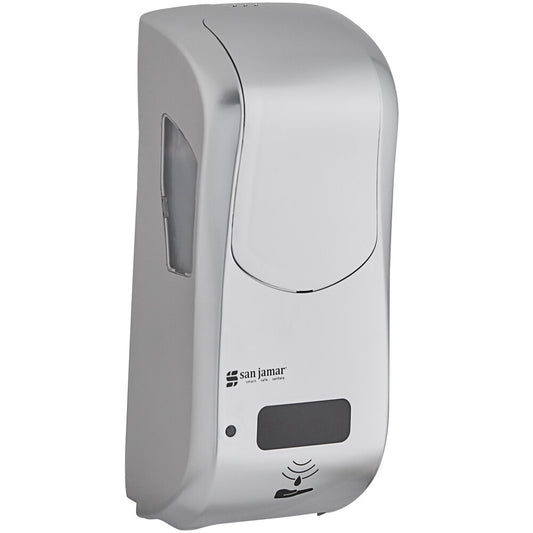 Dispensador híbrido automático San Jamar SH970SS Summit Rely (acabado plateado) para jabón de manos, desinfectante y loción - 5 1/2" x 4" x 12"