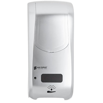 Dispensador híbrido automático San Jamar SH970SS Summit Rely (acabado plateado) para jabón de manos, desinfectante y loción - 5 1/2" x 4" x 12"