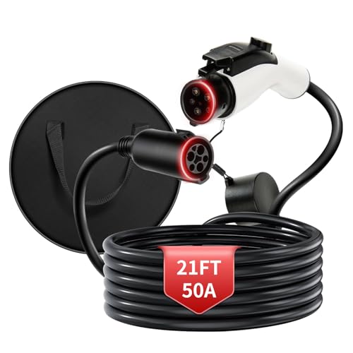 Cable de Extensión EV J1772 48A 20ft, Cable de Extensión de Cargador EV Nivel 2, Cable de Extensión EV de 240V para Carga Rápida y Uso Intensivo