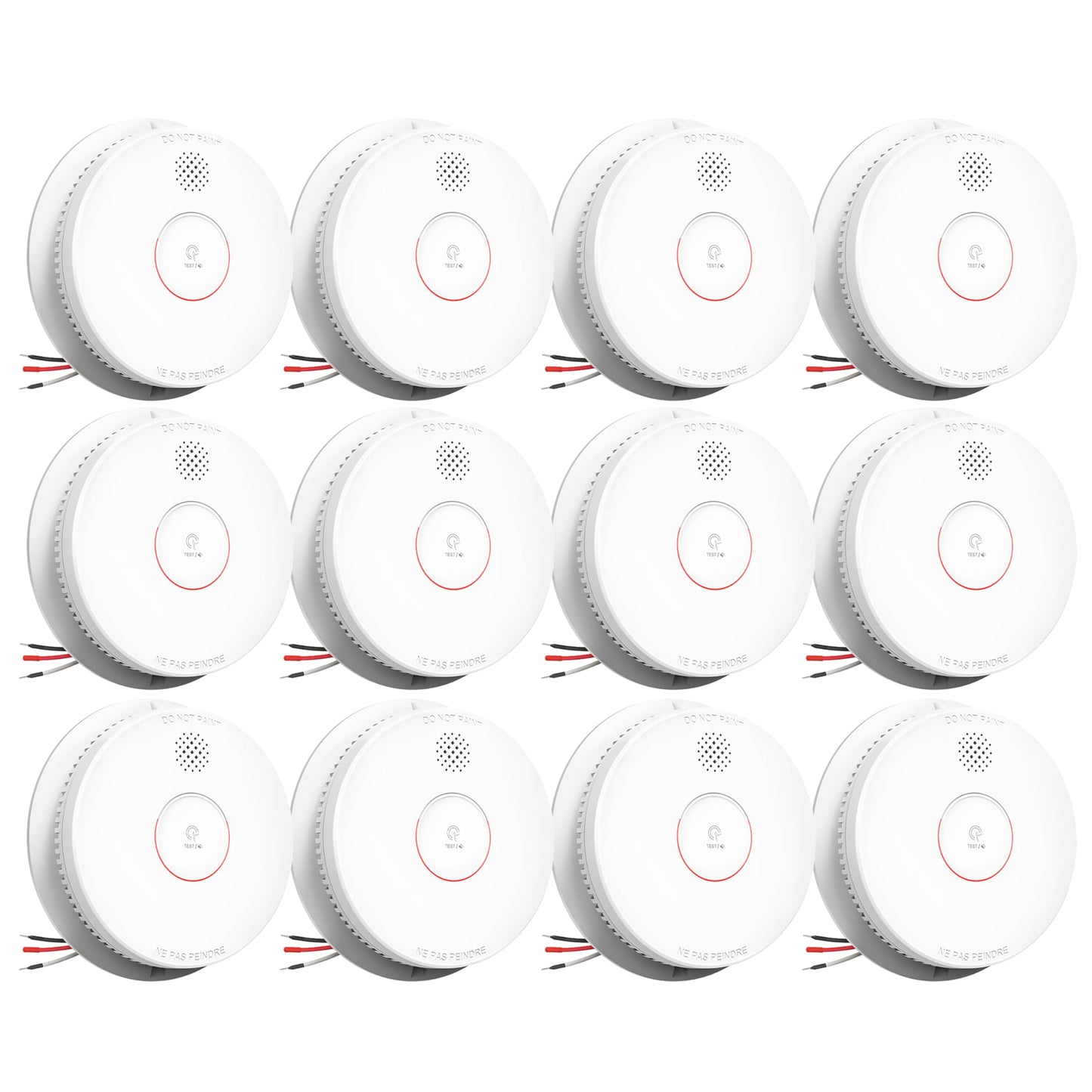 SITERWELL Detector de humo, detector de humo interconectado con cable, alarma de humo fotoeléctrica con batería de reserva de 9 V, alarma de incendio con botón de prueba/silencio, listado UL217-9