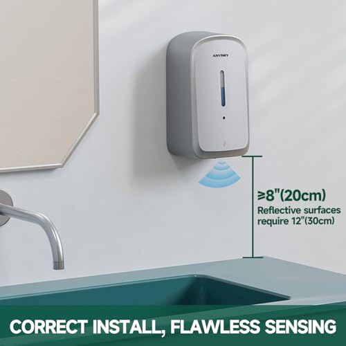 anydry Dispensador de jabón automático comercial de 34 onzas, gran capacidad, montado en la pared | Touchless Liquid Dispenser, Five-Level Adjustment, Ideal for High-Traffic Bathroom, Restroom, Durable Wall-Mount Installation