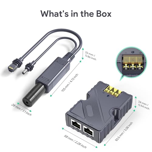 Starlink Mini Divisor PoE - SURVADV Starlink Mini Power Kit 12V, 150W DC 48V/3A Entrada GigE Pasiva y Protección ESD con Kit de Conversión Starlink, Adaptador Divisor RJ45 y DC para Mini Starlink
