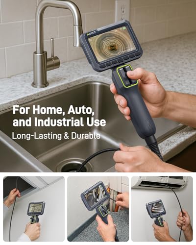 Anykit Boroscopio articulado bidireccional, cámara de serpiente de alta definición 1080P con luz, endoscopio industrial IPS de 4.3 pulgadas, cámara de alcance impermeable de 0.217 in para automoción