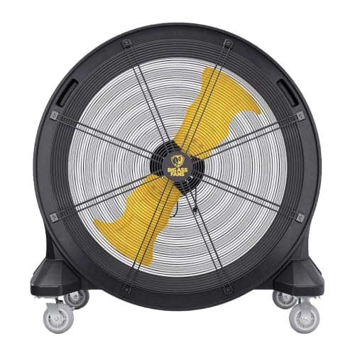 Big Ass Fans Bandit Ventilador de barril portátil de 42 pulgadas, ventilador de piso industrial de 11,044 CFM, velocidad variable, motor EC, clasificación IP55, jaula de acero compatible con OSHA, 110 #F-BD1-4201