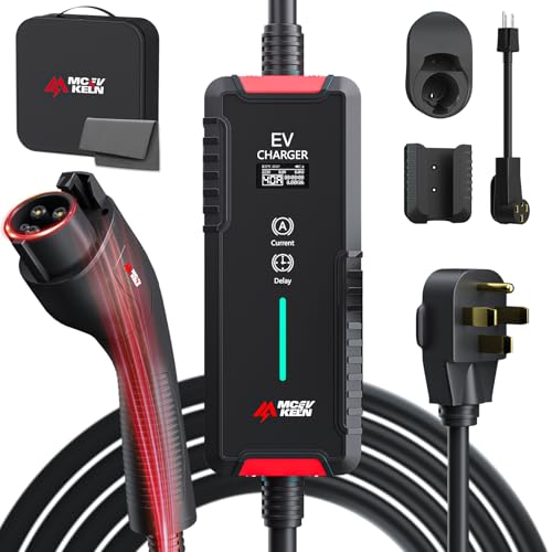 Cargador EV Nivel 2 40A - J1772 Enchufe Nema 14-50P | Cable de 25 pies | Adaptador Nema 5-15P a 14-50R | Estación de carga portátil para el hogar |