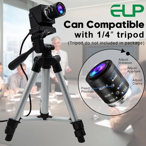 ELP Cámara USB de 48 MP - Cámara web con zoom manual para computadora y grabador láser - Zoom 3X de 0.142-0.394 in - Cámara de primer plano UVC USB2.0 para PC y Jetson Nano, RaspberryPi