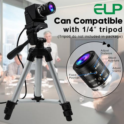 ELP Cámara USB de 48 MP - Cámara web con zoom manual para computadora y grabador láser - Zoom 3X de 0.142-0.394 in - Cámara de primer plano UVC USB2.0 para PC y Jetson Nano, RaspberryPi