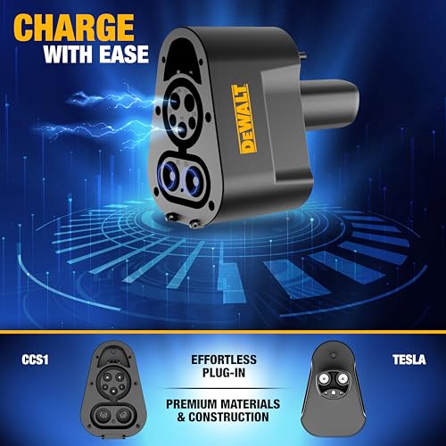 DEWALT Adaptador de carga rápida CCS1 a NACS para todos los modelos Tesla de 2021 y posteriores, excluyendo Cybertruck, 350A, 1000V, Compatible con estaciones de supercargador DC de nivel 3