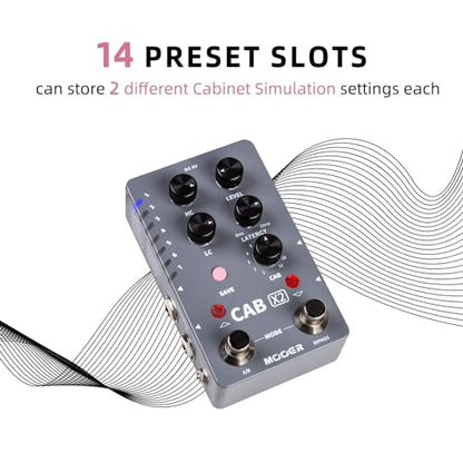 MOOER CAB X2 Dual Footswitch Cab Sim IR Carga Estéreo Gabinete Simulación Pedal con 14 Presets Ranuras Compatible con Edición de Software