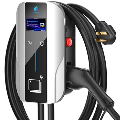 Cargador EV de nivel 2 J1772, cargadores EV para visualización inteligente de 40 amperios, cargador de coche eléctrico de 240 V, estaciones de carga de vehículos eléctricos al aire última UC102