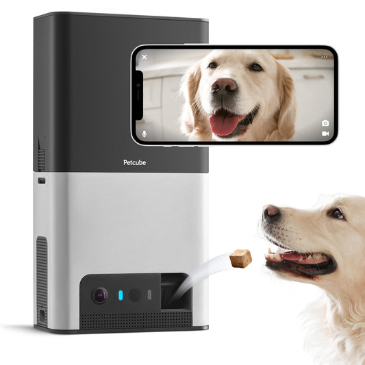 Petcube Bites 2 Cámara Wi-Fi para mascotas con dispensador de golosinas y Alexa integrado, para perros y gatos. Video HD de 1080p, vista de 160 habitaciones completas, audio de 2 vías, alertas de