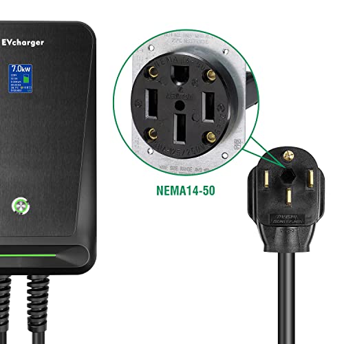 LEFANEV 32A 7.68KW Cargador EV Nivel 2,240V 20ft Cable de carga Estación de carga de vehículos eléctricos con NEMA 14-50 para vehículos eléctricos e híbridos F40-32A-NEMA14-50