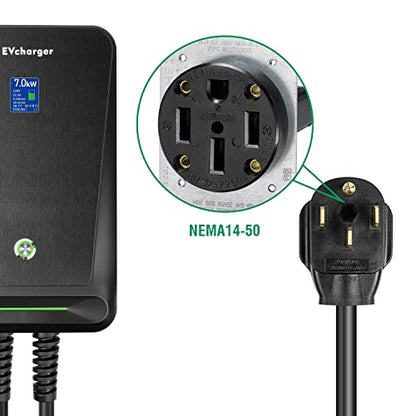 LEFANEV 32A 7.68KW Cargador EV Nivel 2,240V 20ft Cable de carga Estación de carga de vehículos eléctricos con NEMA 14-50 para vehículos eléctricos e híbridos F40-32A-NEMA14-50