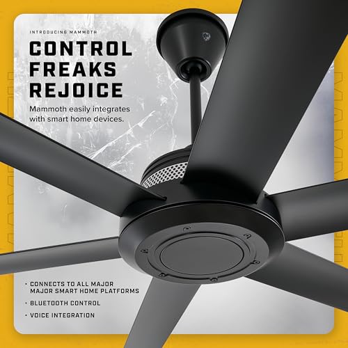 Big Ass Fans Mammoth MM1-60BB-01- Ventilador de techo para exteriores de 60 pulgadas, acabado negro, ventilador de patio inteligente habilitado para Wi-Fi con control remoto y control de voz,
