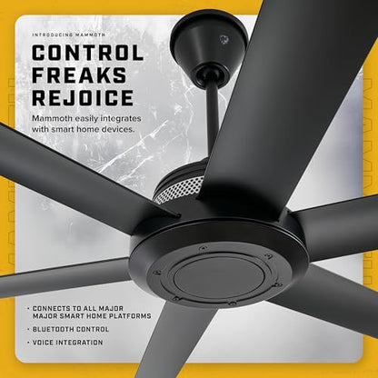 Big Ass Fans Mammoth MM1-60BB-01- Ventilador de techo para exteriores de 60 pulgadas, acabado negro, ventilador de patio inteligente habilitado para Wi-Fi con control remoto y control de voz,