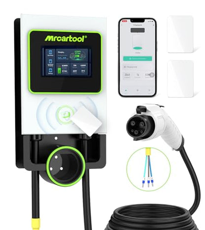 MR CARTOOL Estaciones de carga de vehículos eléctricos de nivel 2 S311, cargador EV con control de aplicación con cable de cargador de coche eléctrico de 26 pies, cargador inteligente EV de 32 A