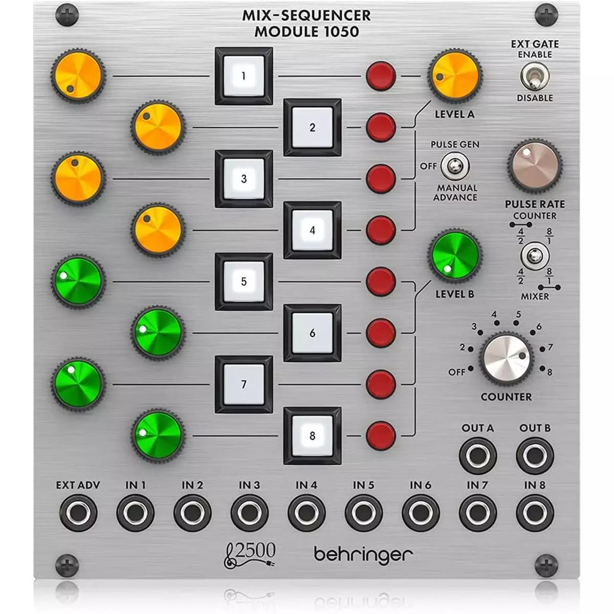 Módulo mezclador/secuenciador de 8 canales Behringer Legendary 2500 Series 1050 para Eurorack 000-E9500-00010