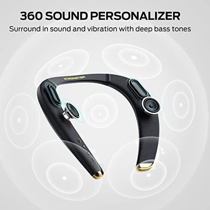 Monster Boomerang - Altavoces Bluetooth con banda para el cuello, con 15 horas de reproducción, sonido estéreo 3D de alta fidelidad, baja latencia, micrófono integrado, IPX5 impermeable para usar en