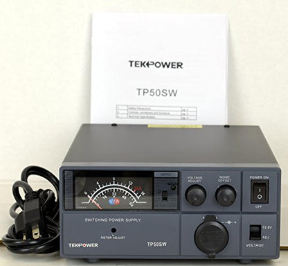 TekPower TP50SW 50 Amp 13.8V Fuente de alimentación de CC analógica con enchufe de cigarrillo
