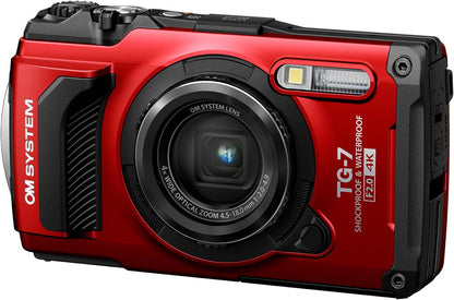 OM SYSTEM Tough TG-7 - Cámara subacuática negra, impermeable, a prueba de congelación, brillo de alta resolución, video 4K 44x Macro Shooting (Successor Olympus TG-6)