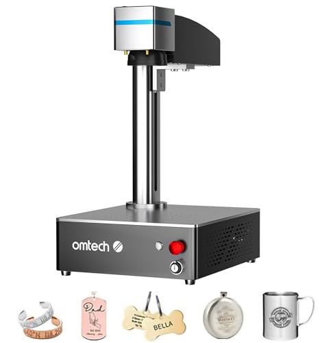 OMTech Máquina de marcado láser de fibra de 20 W - Precisión de ± 0.000 in | Área de 4.3 x 4.3 pulgadas | Compatible con LightBurn | Localizador de punto rojo dual | Más de 100,000 horas de vida útil