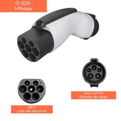 para BYD Adaptador Tipo 1 a GBT (Autos con Conector de China como BYD, JAC), (Type1 J1772 a GBT) Accesorios de Coche eléctrico